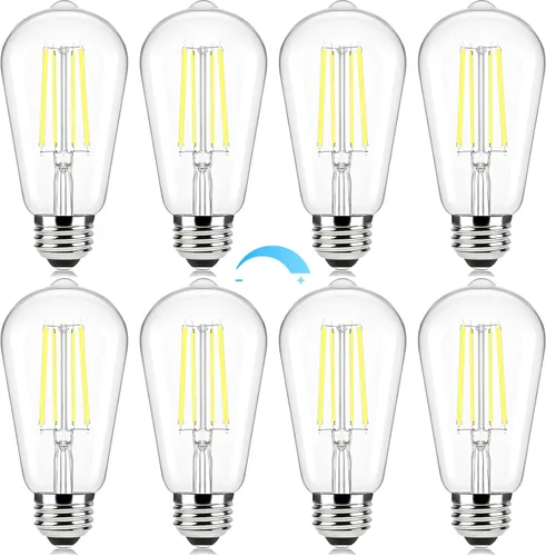 Miniatura 12 de Brightever Bombillas ámbar regulables equivalentes a 60 W, bombillas LED Edison vintage de 2200 K, 850 LM, 90+CRI, 7 W ST58 E26, bombilla LED