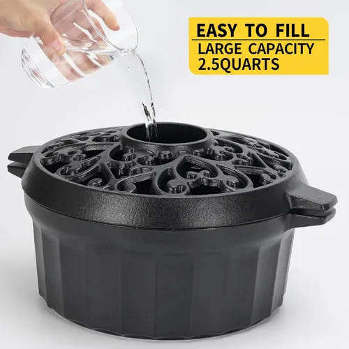 Miniatura 6 de 1MORE Vaporizador para Estufa de Leña - Humidificador de estufa de leña de hierro fundido con revestimiento de esmalte de porcelana, olla de vapor