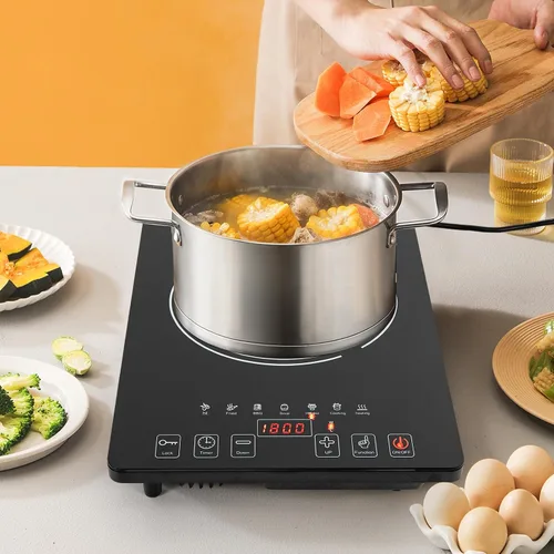 Miniatura 2 de Estufa eléctrica de cocina, estufa eléctrica de cerámica de 1800 W, estufa eléctrica, quemador superior, control táctil LED, portátil, quemador