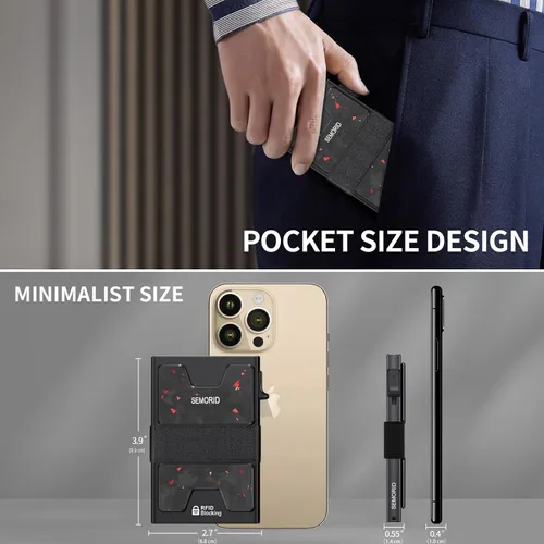 Miniatura 77 de Cartera delgada de aluminio para hombre, placa trasera expandible duradera, bloqueo RFID, billetera desplegable de metal minimalista, con capacidad