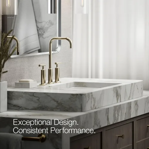 Miniatura 4 de KOHLER K-14408-4-AF Purist - Grifo para lavabo de baño, 3 agujeros, manijas de palanca alta generalizadas y boquilla de cuello de cisne alto, 1.2