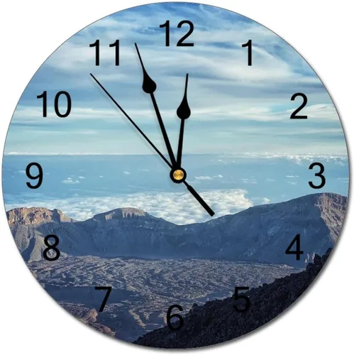 Miniatura 53 de Reloj de pared silencioso sin tictac de PVC, montañas del Tirol del Sur, Italia, senderismo, C, funciona con pilas, 10 pulgadas (9.8 in), reloj