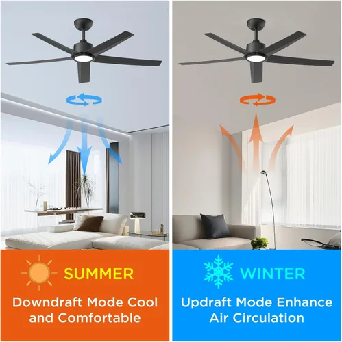 Miniatura 3 de ocioc Ventiladores de techo con luces, ventilador de techo negro de 52 pulgadas con luz y control remoto, 3CCT, motor CC silencioso, ventilador