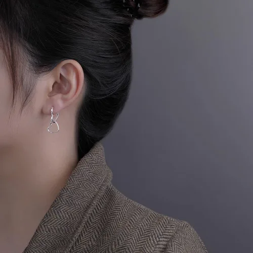 Miniatura 3 de SLUYNZ Aretes de aro de plata de ley 925 con forma de corazón para mujeres, adolescentes y niñas, aretes de aro de doble corazón