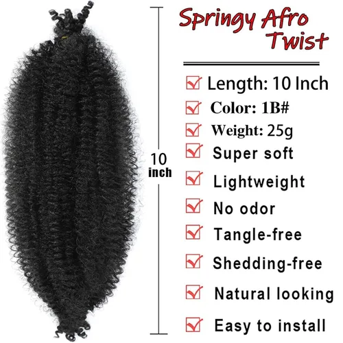 Miniatura 2 de Marley Twist - Cabello trenzado de 10 pulgadas, cabello trenzado preseparado y afro trenzado, 8 paquetes para rastas sintéticas desgastadas