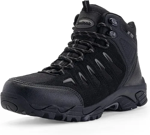 SHULOOK Botas de senderismo impermeables para hombre, antideslizantes, ligeras, de tobillo, de media altura, transpirables, para excursionismo y