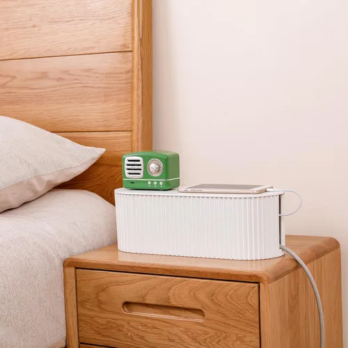 Miniatura 5 de FABROK Paquete de 2 cajas de gestión de cables, caja organizadora de cables con 20 bridas de cable, almacenamiento de tira de alimentación
