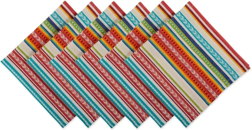 DII Juego de servilletas de algodón lavable a máquina, básico diario, 20x20, rayas bajas, 6 unidades