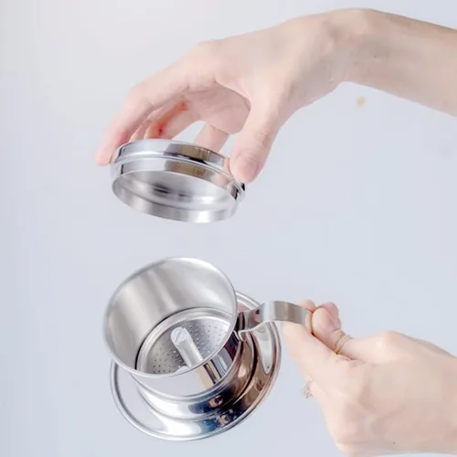 Miniatura 4 de Cafetera, cafetera vietnamita de acero inoxidable, cafetera de goteo de una sola taza, portátil para el hogar, cocina, oficina, uso al aire libre
