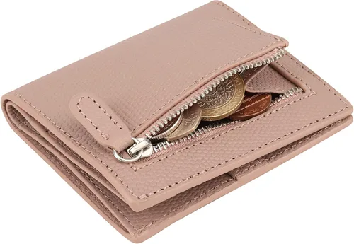 Miniatura 3 de BOTANNER Mini monedero de bolsillo compacto de cuero para mujer con seguridad RFID - NEGRO, rosado (Blush Pink), Minimalista