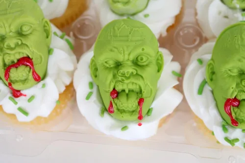 Miniatura 4 de SILICONE, bandeja para hacer dulces con cabeza de zombie, 8 cavidades realistas por bandeja, para gelatina, chocolates, adornos para cupcakes