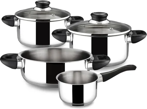 MAGEFESA Royal - Juego de utensilios de cocina de 6 piezas, incluye olla, salteado profundo, cacerola, acero inoxidable, compatible con todo tipo de