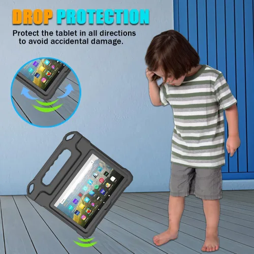 Miniatura 2 de DJ&RPPQ Funda resistente a prueba de golpes para niños, resistente (incompatible con Sony Nokia de 8 pulgadas) con soporte para niños, color negro