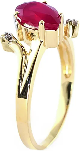 Miniatura 4 de Galaxy Gold GG Anillo de oro macizo de 18 quilates de 1,51 quilates con diamantes en forma de pera, Gema Metal, Rubí