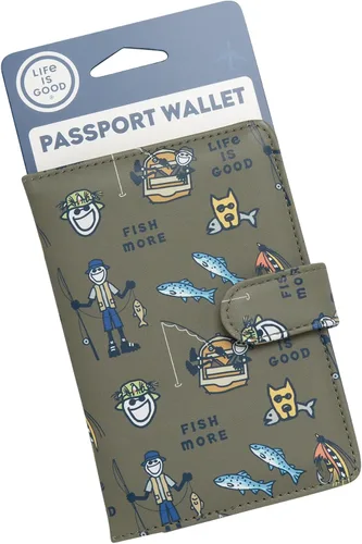 Miniatura 4 de Life is Good Travel Passport Cover - Anti-Theft Passport Holder Wallet with Interior Card Slots with Magnetic Snap Closure, Gone Fishing