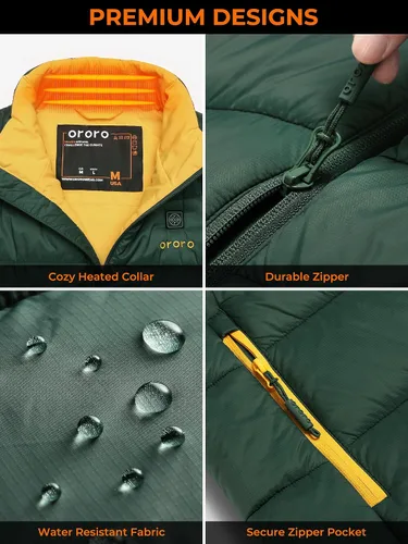 Miniatura 4 de ORORO - Chaleco térmico ligero con batería, para hombre