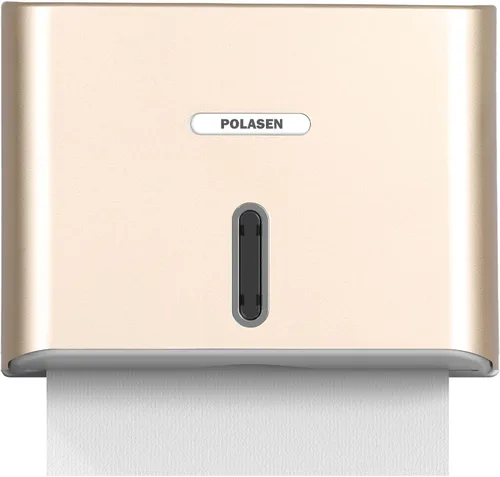 Dispensador de toallas de papel multipliegue para montaje en pared, plástico dorado, gran capacidad, almacenamiento de 250 grados, compatible con