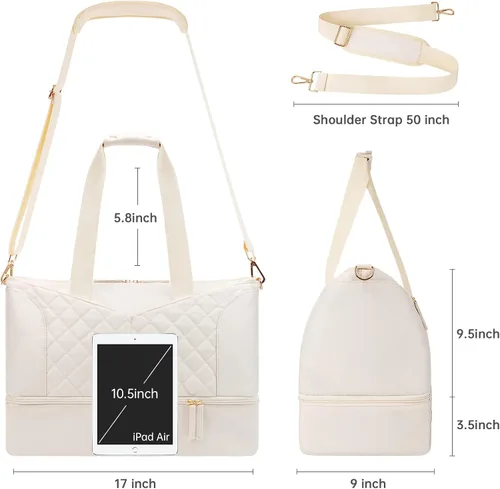 Miniatura 6 de ETRONIK Bolsa de fin de semana para mujer, juego de 3 piezas, Beige, Etronik Bolsa de fin de semana para mujer