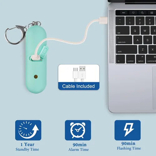 Miniatura 5 de Alarma de seguridad personal recargable para mujeres - Llavero de alarma de seguridad de autodefensa de 140 dB con luz estroboscópica, dispositivos