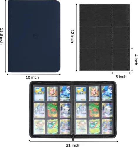 Miniatura 2 de Carpeta de Tarjetas de 9 Bolsillos con Cremallera, Libro Portatarjetas de 648 Bolsillos, Carpeta con Cremallera de Cubierta de PU Premium, Carpeta
