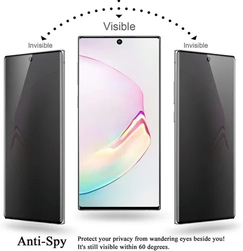 Miniatura 2 de Protector de pantalla de privacidad para Galaxy Note 20 Ultra, compatible con fundas, huellas dactilares disponibles, película suave para Samsung