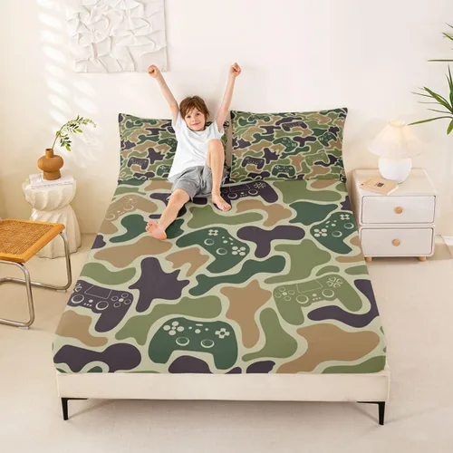 Miniatura 29 de Erosebridal Camouflage Sheets for Boys Girls Game Console Fitted Sheet,3D Gamer Controller Kids Bedding Sets Army Camo Bed Sets Twin 2 Piece