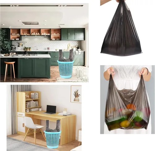 Miniatura 3 de Bolsas de basura negras de 4 galones para baño, 5 rollos/100 unidades, asas pequeñas, bolsas de basura para oficina, papelera de baño, bolsas
