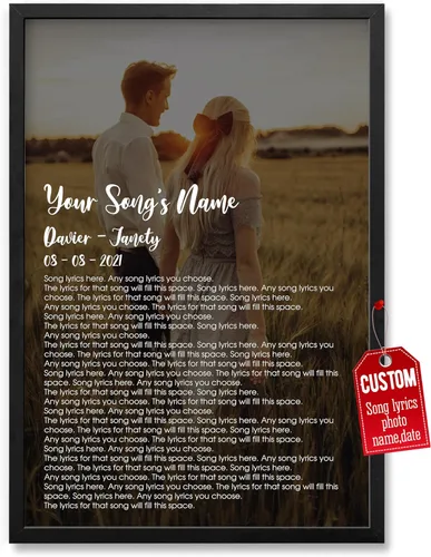 Miniatura 26 de H-DEWALL Póster personalizado de letras de canciones, regalos de cumpleaños para esposo para dormitorio, discos de vinilo, fotos, regalos para él