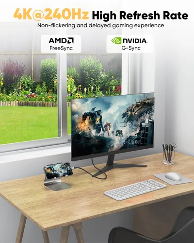 Miniatura 5 de Cable USB C a DisplayPort 1.4 de 6 pies 8K@60Hz, 4K a 240Hz, USBC tipo C a DisplayPort unidireccional USB C a DP compatible con Thunderbolt 5/4/3