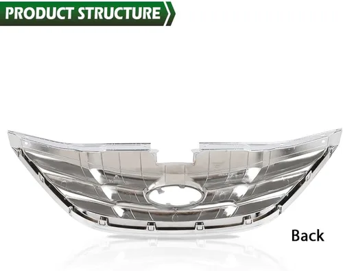 Miniatura 2 de GRAND ORANGE Conjunto de parrilla delantera compatible con Hyundai Sonata 2011 2012 2013 cromo ABS plástico parrilla HY1200154 863503S100