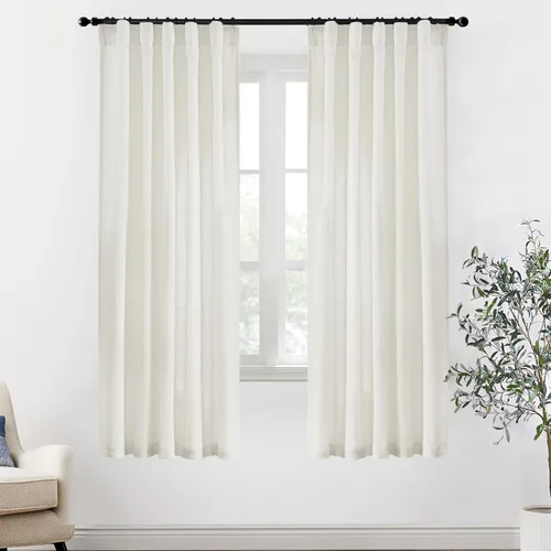 Miniatura 65 de XTMYI - Cortinas transparentes de 54 pulgadas de largo, juego de 2 paneles para baño, cortinas cortas de lino y algodón con semi privacidad