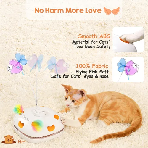 Miniatura 5 de ORSDA Juguetes para gatos de interior, 5 en 1, juguetes automáticos interactivos para gatitos, juguetes eléctricos recargables para ocultar