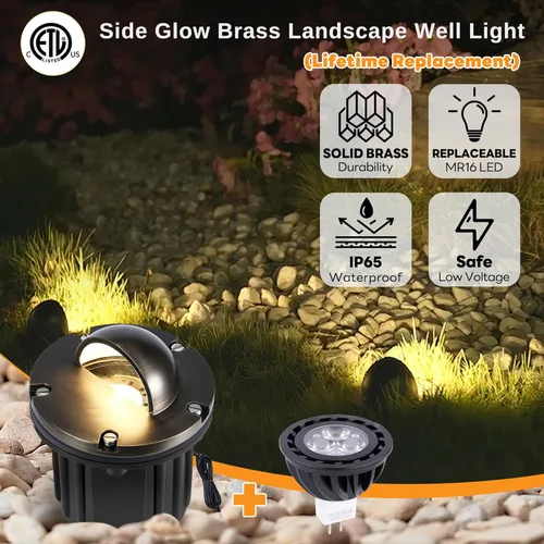 Miniatura 2 de Gardenreet - Luz de pozo de latón de 12 V para exteriores, impermeable, iluminación de paisaje, faro superior de bajo voltaje LED Ip65, bronce