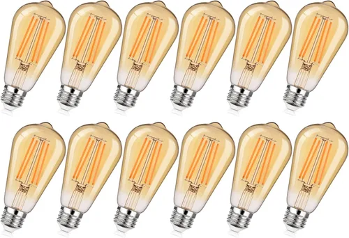 Miniatura 12 de MAXvolador Paquete de 12 bombillas LED Edison vintage regulables equivalentes a 60 W, 6 W, 850 lúmenes, blanco neutro 4000 K ST58, bombillas
