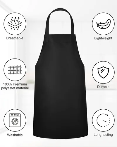 Miniatura 3 de Foaincore Paquete de 36 delantales con peto, delantales lisos a granel para hombre y mujer, delantal unisex para adultos, lavable a máquina, Negro