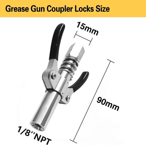 Miniatura 5 de Acoplador de pistola de grasa, puntas de pistola de engrase, puntas de grasa de liberación rápida de bloqueo de doble mango, accesorios de pistola