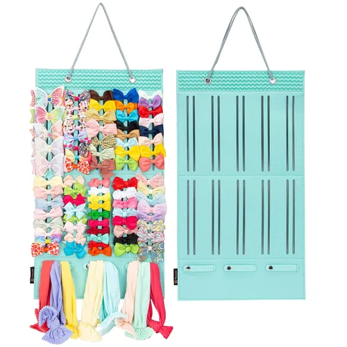 Miniatura 9 de PACMAXI Soporte para lazos para el pelo de bebé niña, colgador de almacenamiento de pinzas para el cabello para cintas, organizador de lazos