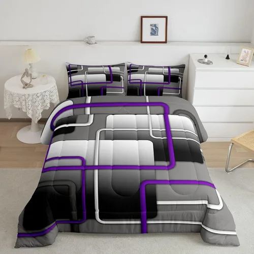Miniatura 9 de Juego de edredón de rayas rojas y negras, juego de ropa de cama tamaño King con ondas circulares abstractas, geométrico, espiral, acolchado, 3 Multi