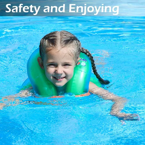 Miniatura 2 de Floaties - Chaleco de natación para niños, flotadores inflables portátiles para piscina, anillo de natación con hebilla de seguridad ajustable, Verde