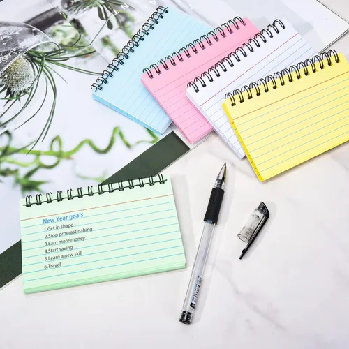 Miniatura 4 de 250 hojas de índice con anillo, 3 x 5 pulgadas, tarjetas de notas a rayas de colores, tarjetas flash para estudiar artículos esenciales
