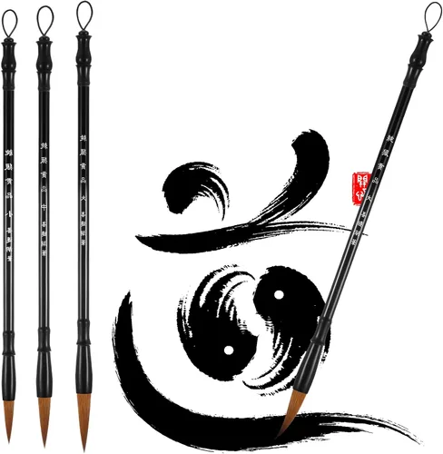3 piezas de caligrafía china cepillo de escritura Sumi cepillo de dibujo tradicional chino bolígrafos de madera acuarela pincel para principiantes