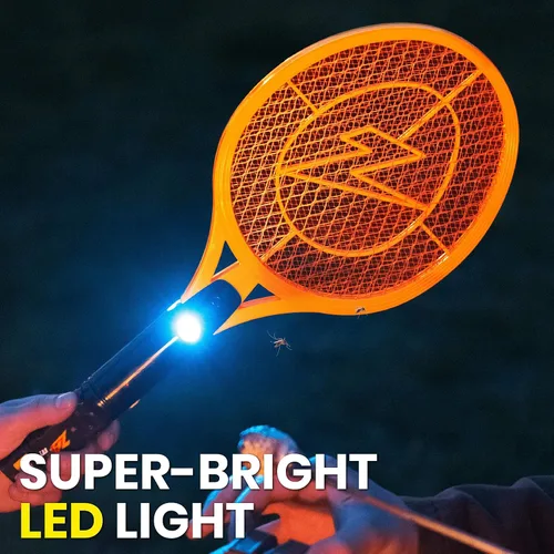 Miniatura 7 de ZAP IT! Bug Zapper - Raqueta recargable mata mosquitos, 4000 voltios, cable de carga USB, paquete de 2 (Mini, Naranja)