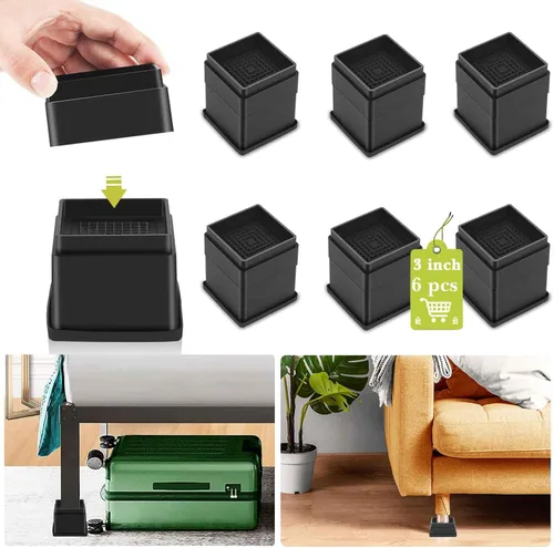Miniatura 47 de Paquete de 12 elevadores de muebles de 1, 2 o 3 pulgadas, elevadores de cama ajustables resistentes para mesa, escritorio, sofá, silla, gabinete