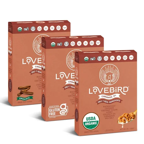 Miniatura 9 de Lovebird Variedad de cereales sin gluten, paquete de 3 cereales orgánicos sin cereales, sin lácteos, sin azúcar, sin refinado, bocadillos saludables