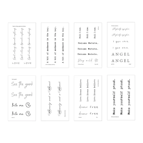 Miniatura 4 de Everjoy Tatuajes temporales realistas: 37 diseños, más de 90 patrones en 20 piezas, palabras inspiradoras impermeables para adultos, mujeres