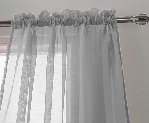 Miniatura 3 de RT Designers Collection Celine - Cortina transparente con bolsillo para barra, 55 x 90 pulgadas, color plateado