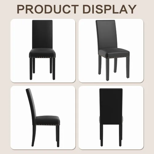 Miniatura 7 de LSSBOUGHT Juego de 2 sillas de comedor, modernas sillas de comedor, silla de cocina tapizada de piel sintética con clavos de cobre vintage