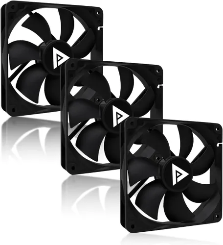 Apevia Paquete de 3 ventiladores de carcasa de PC silenciosos de 4.724 in – AF312S-BK, alto flujo de aire 57.67 CFM, bajo ruido 24.7 dBA, Molex de 4