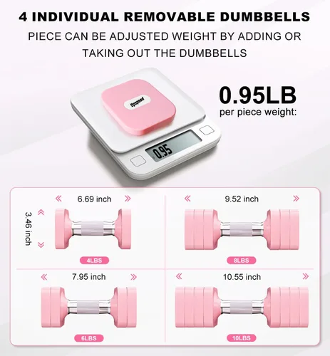Miniatura 6 de Juego de mancuernas ajustables de 15 libras, 20 libras, 40 libras, 50 libras, juego de mancuernas de peso libre para mujeres y hombres