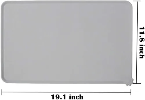 Miniatura 6 de LSilicone - Tapete de alimentación para mascotas, impermeable, para perros y gatos, bordes elevados para evitar derrames, bandeja individual Gris